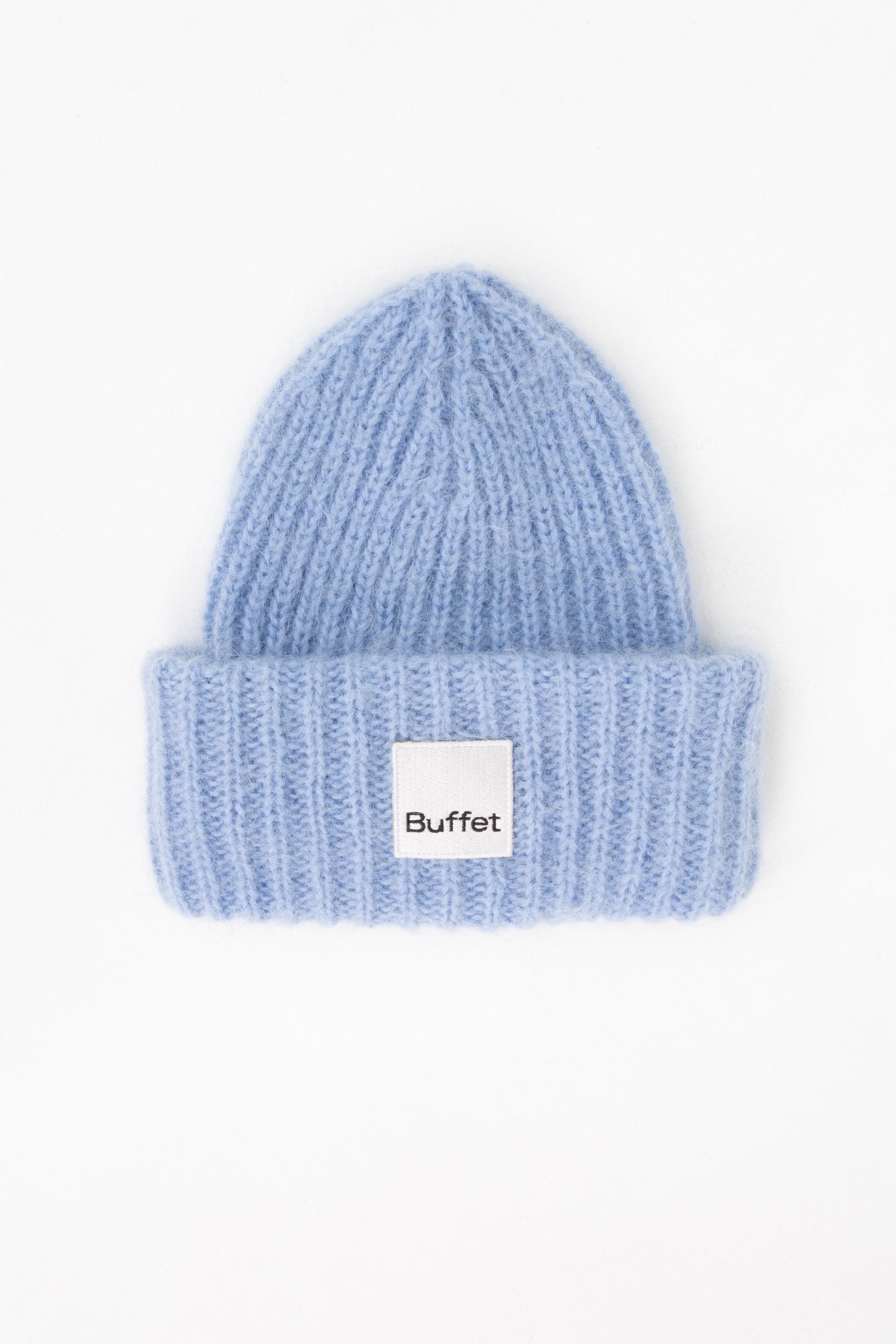 Steel blue chunky alpaca beanie