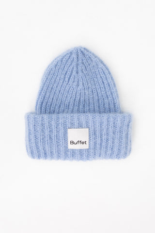 Steel blue chunky alpaca beanie