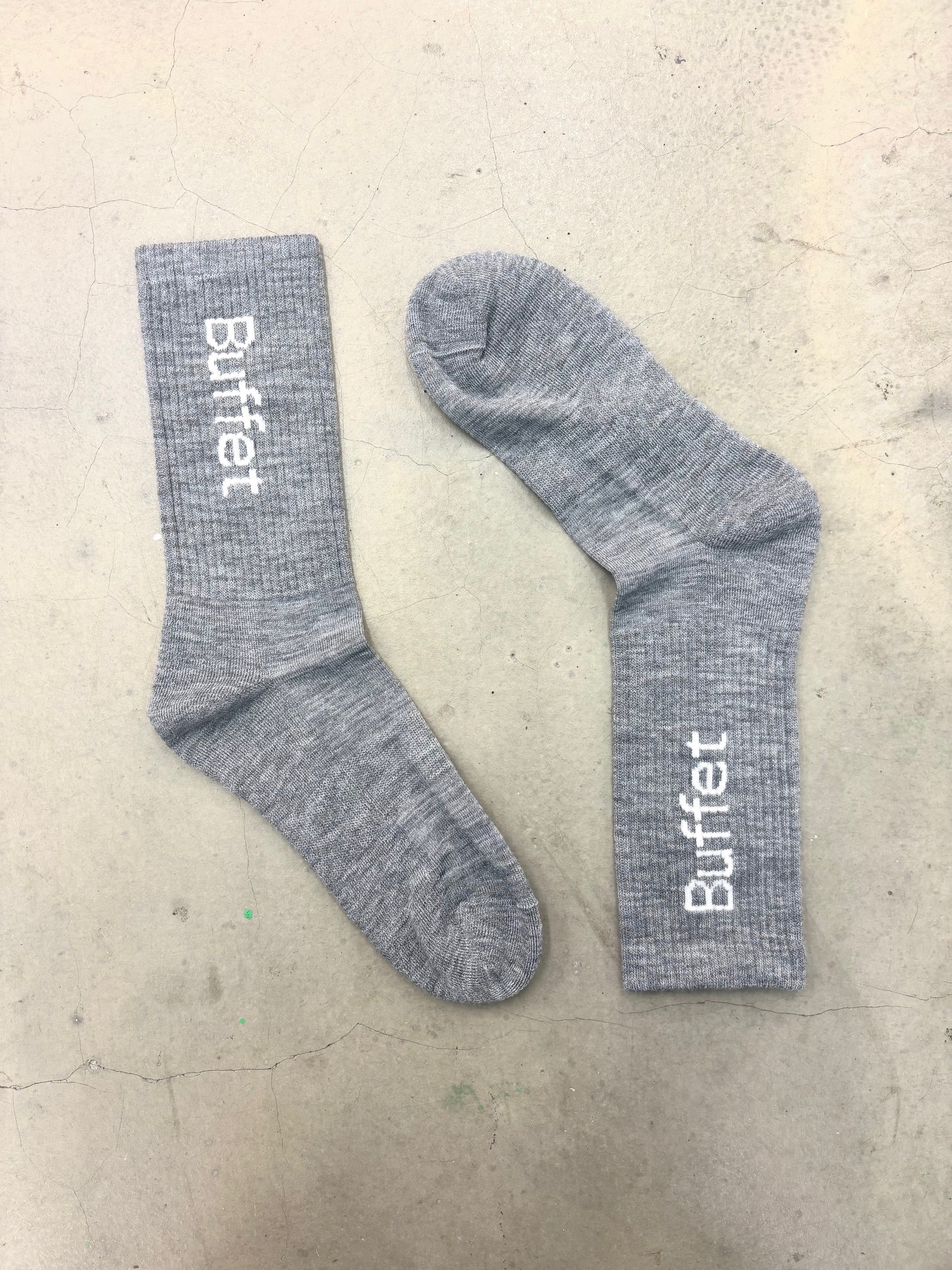 Heather grey merino wool socks