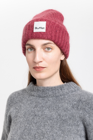Burgundy chunky mohair beanie