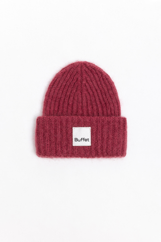 Burgundy chunky mohair beanie