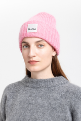 Pink chunky mohair beanie
