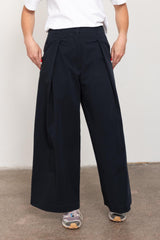 Black wide tailored trousers
