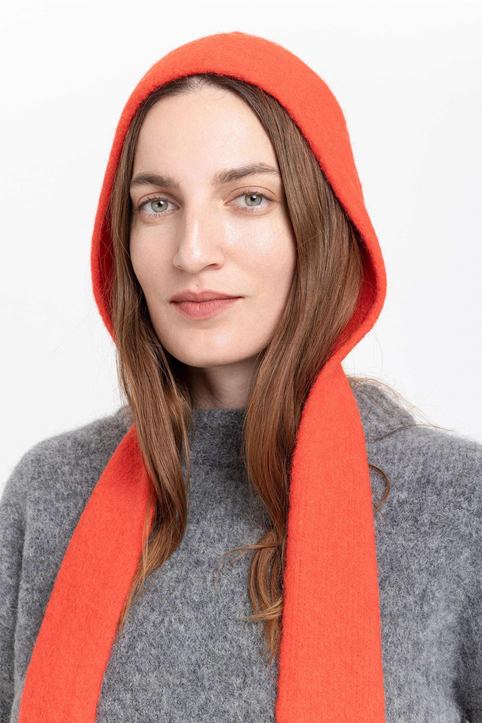 Red alpaca balaclava scarf