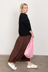 Brown silk loose slip dress