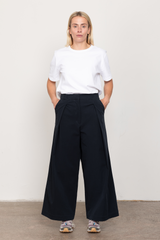 Black wide tailored trousers
