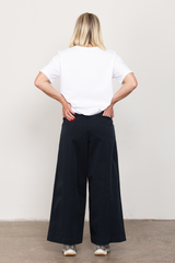 Black wide tailored trousers