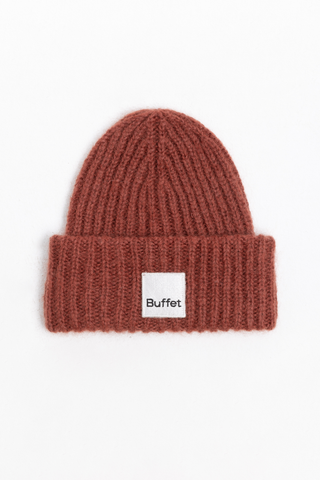 Brown chunky mohair beanie