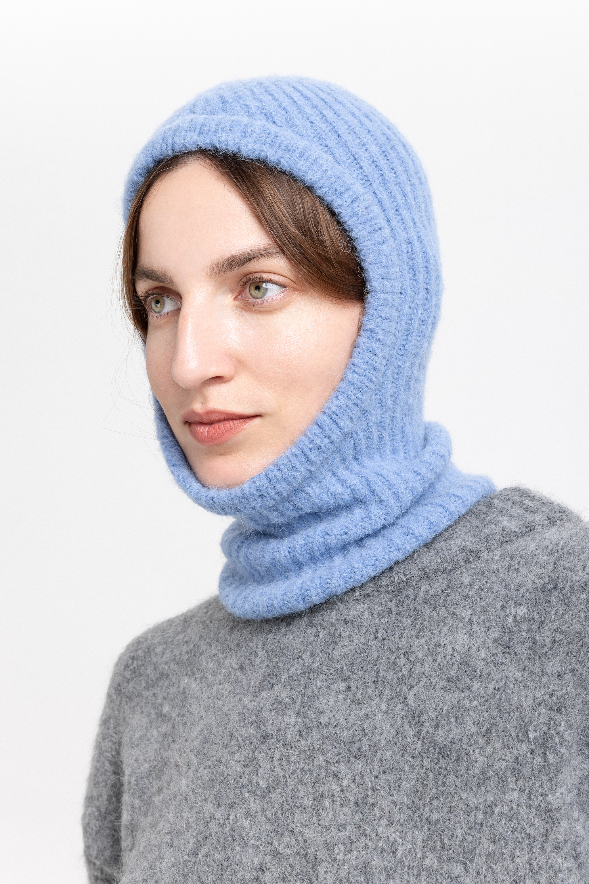 Steel blue alpaca balaclava