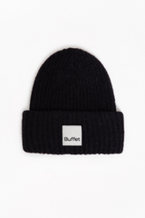 Black chunky mohair beanie