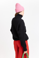 Black merino turtleneck sweater