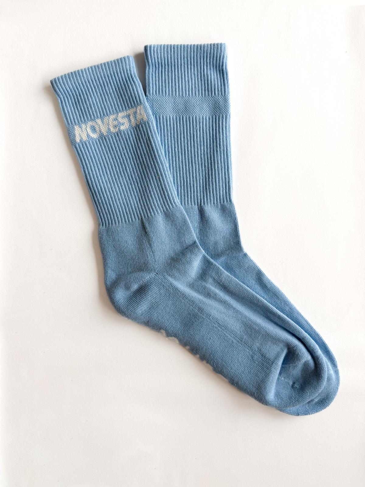 Powder blue rib logo socks