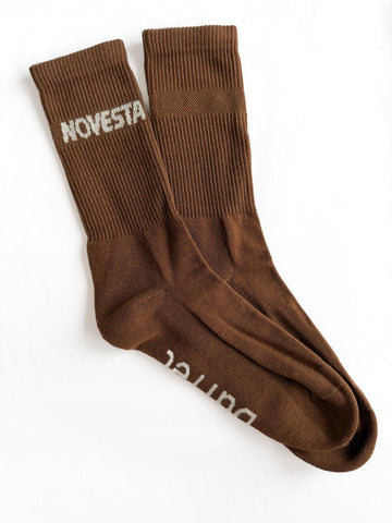 Brown rib logo socks