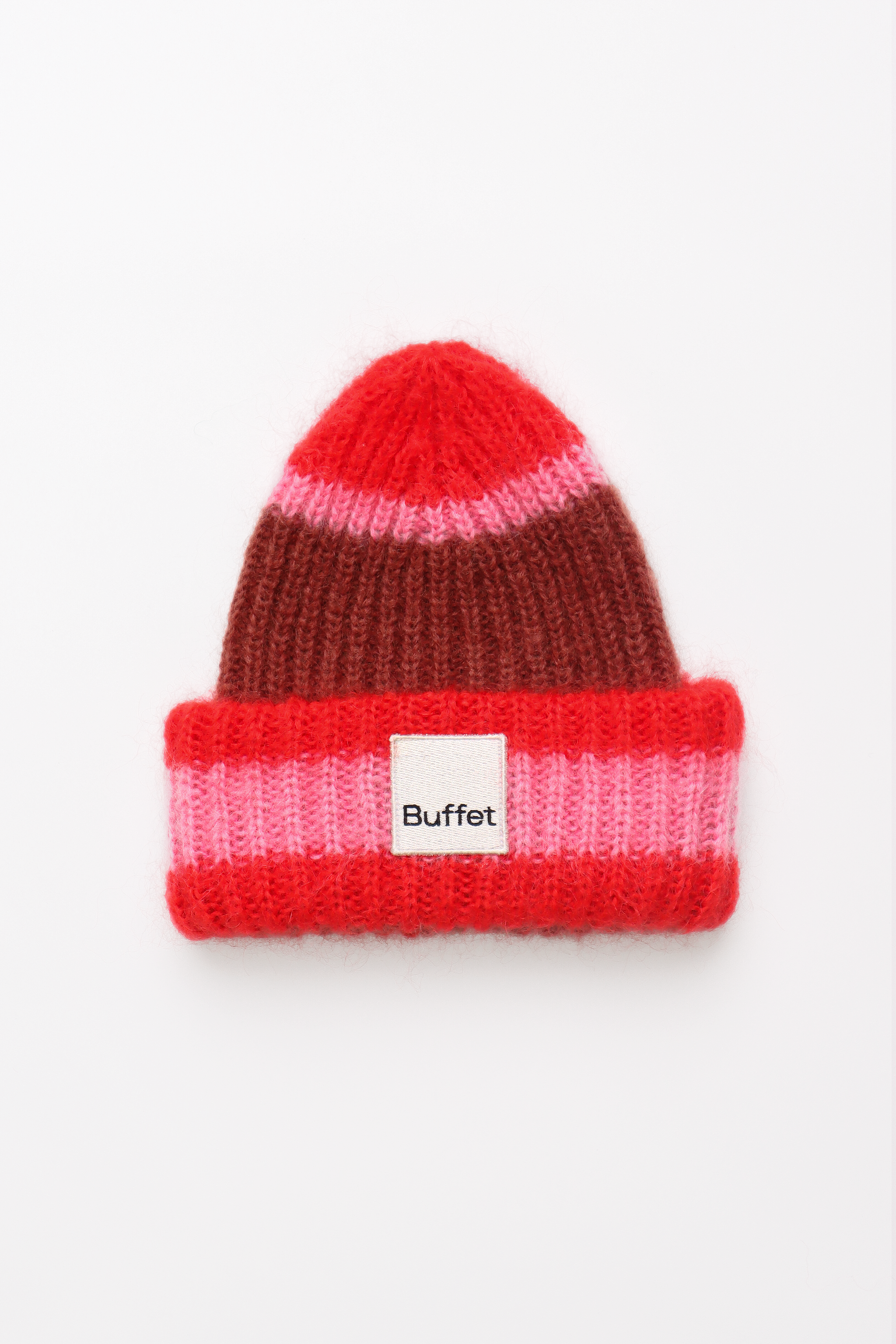 Multicolor double fold mohair beanie