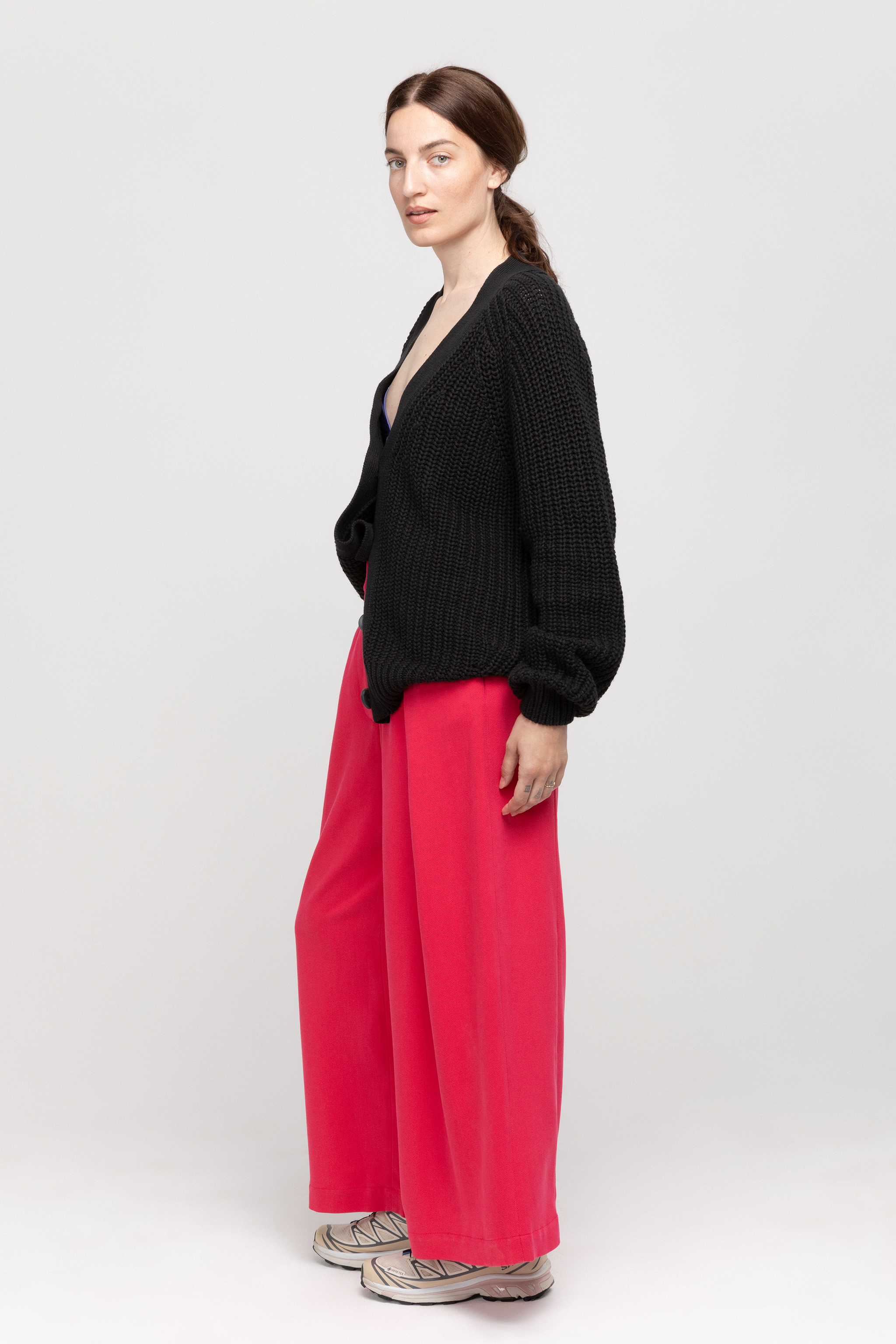 Fuchsia wide tailored trousers