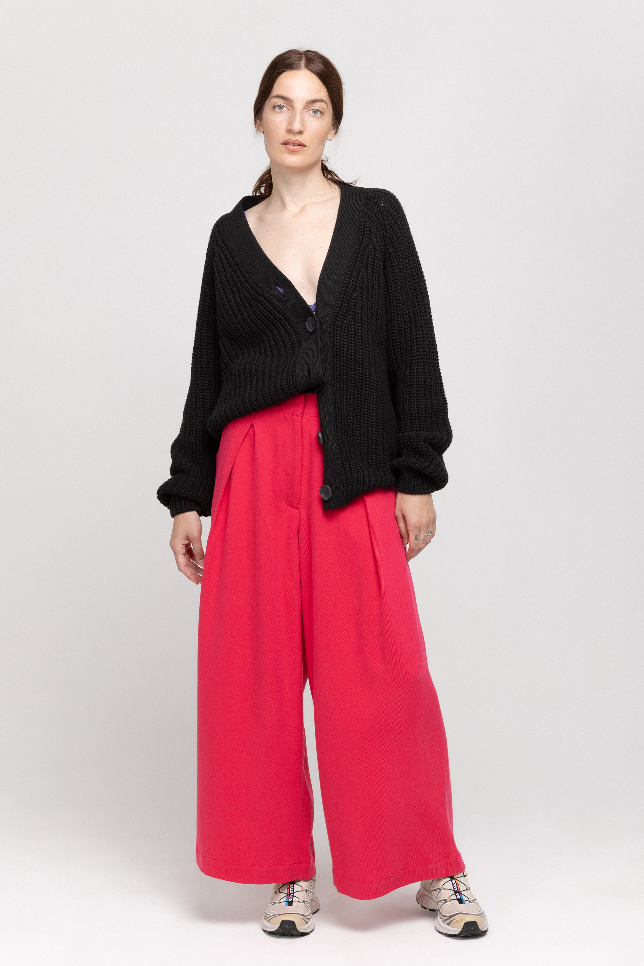 Fuchsia wide tailored trousers