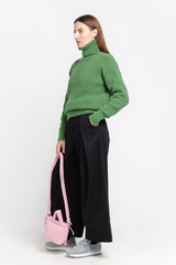 Green alpaca turtleneck sweater