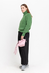 Green alpaca turtleneck sweater