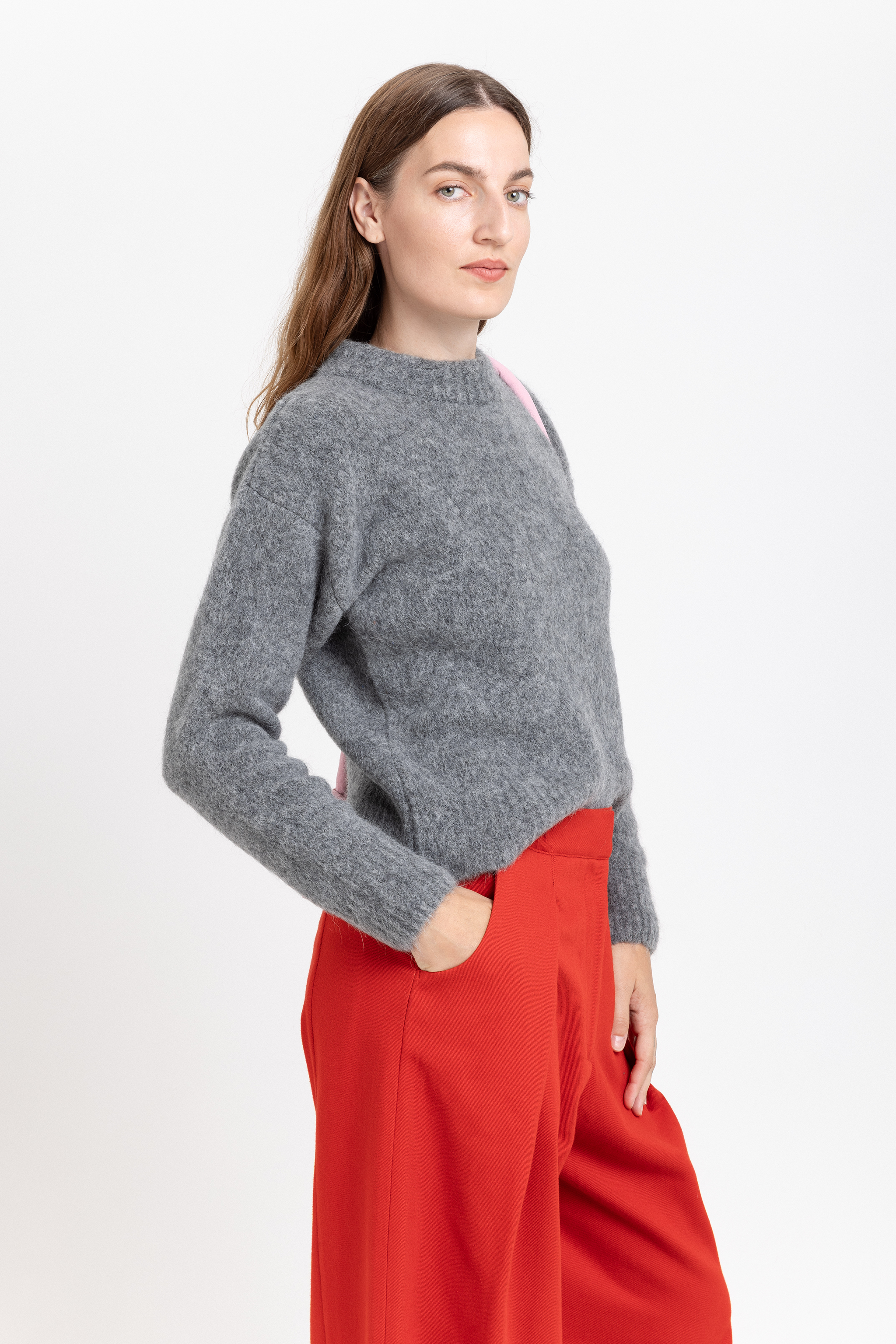 Melange grey alpaca sweater