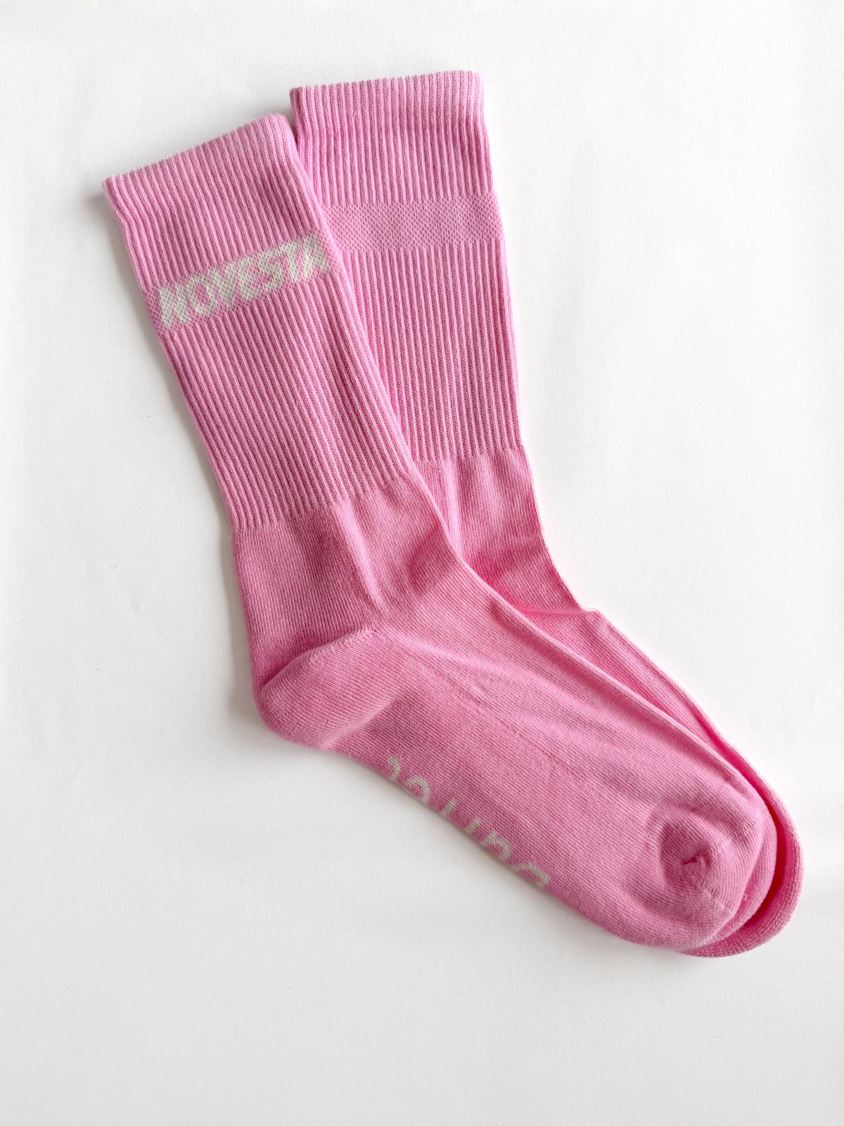 Pink rib logo socks