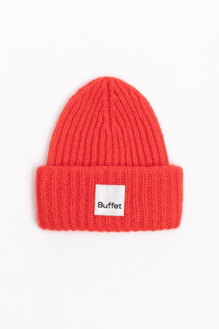 Red chunky mohair beanie