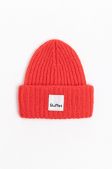 Red chunky mohair beanie