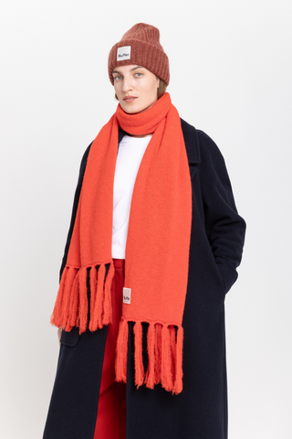 Red alpaca maxi scarf