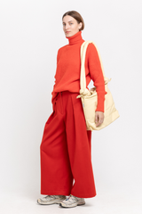 Red alpaca turtleneck sweater