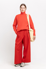 Red alpaca turtleneck sweater