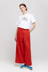 Red wide tailored trousers
