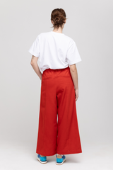 Red wide tailored trousers