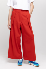 Red wide tailored trousers