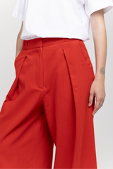 Red wide tailored trousers
