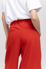 Red wide tailored trousers