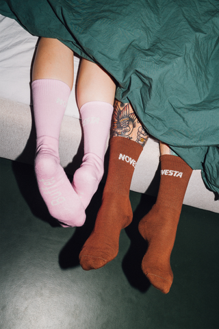 Brown rib logo socks