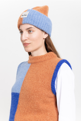 Color block alpaca vest