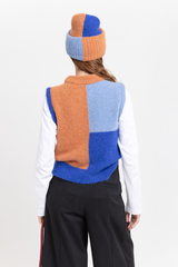 Color block alpaca vest