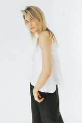 White snake print gathered silk tank top