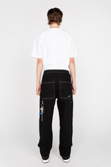Black straight leg trousers