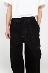 Black straight leg trousers